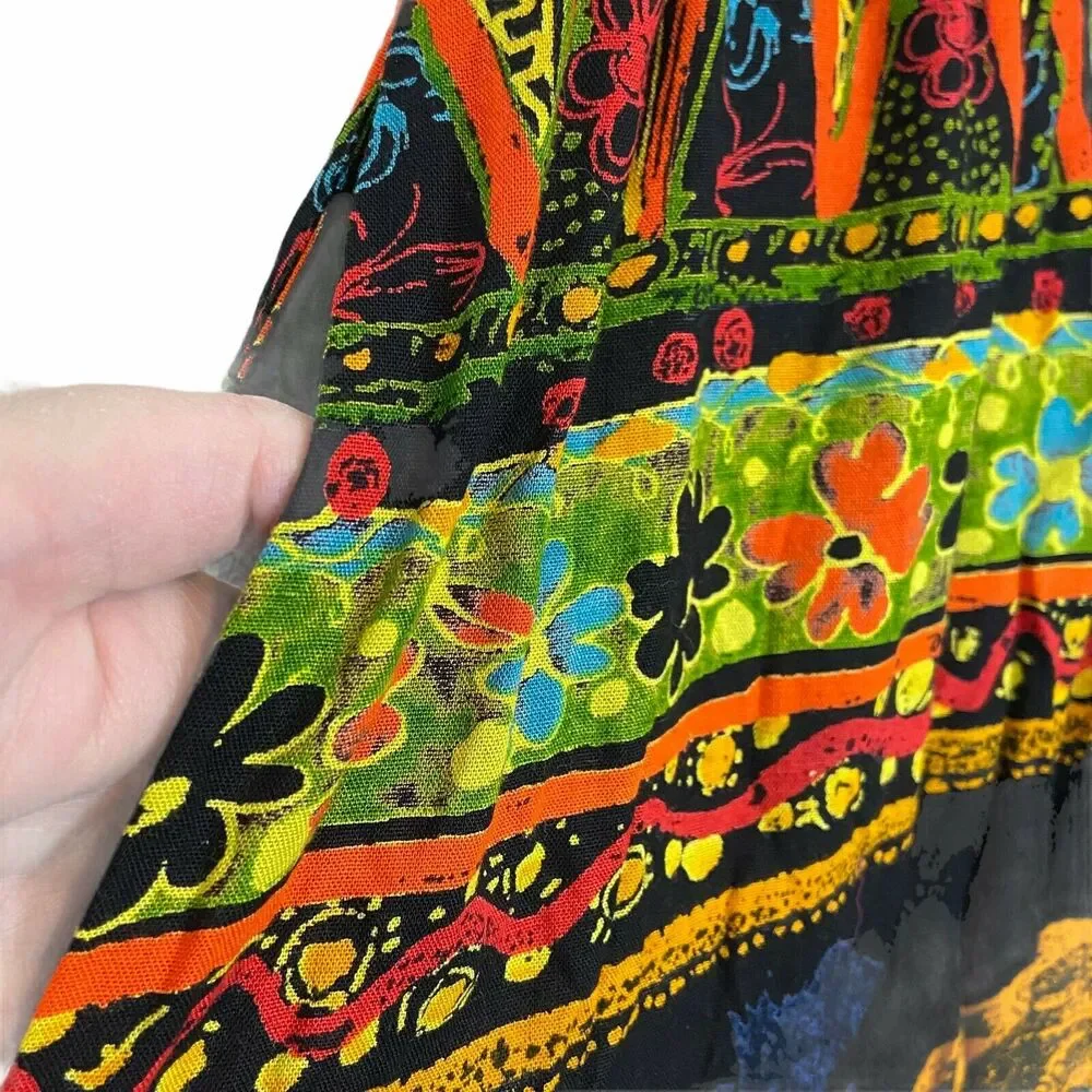 Horse Skirt 80s 90s Vintage Sharon Anthony Women's Navy Orange Green Tribal 18